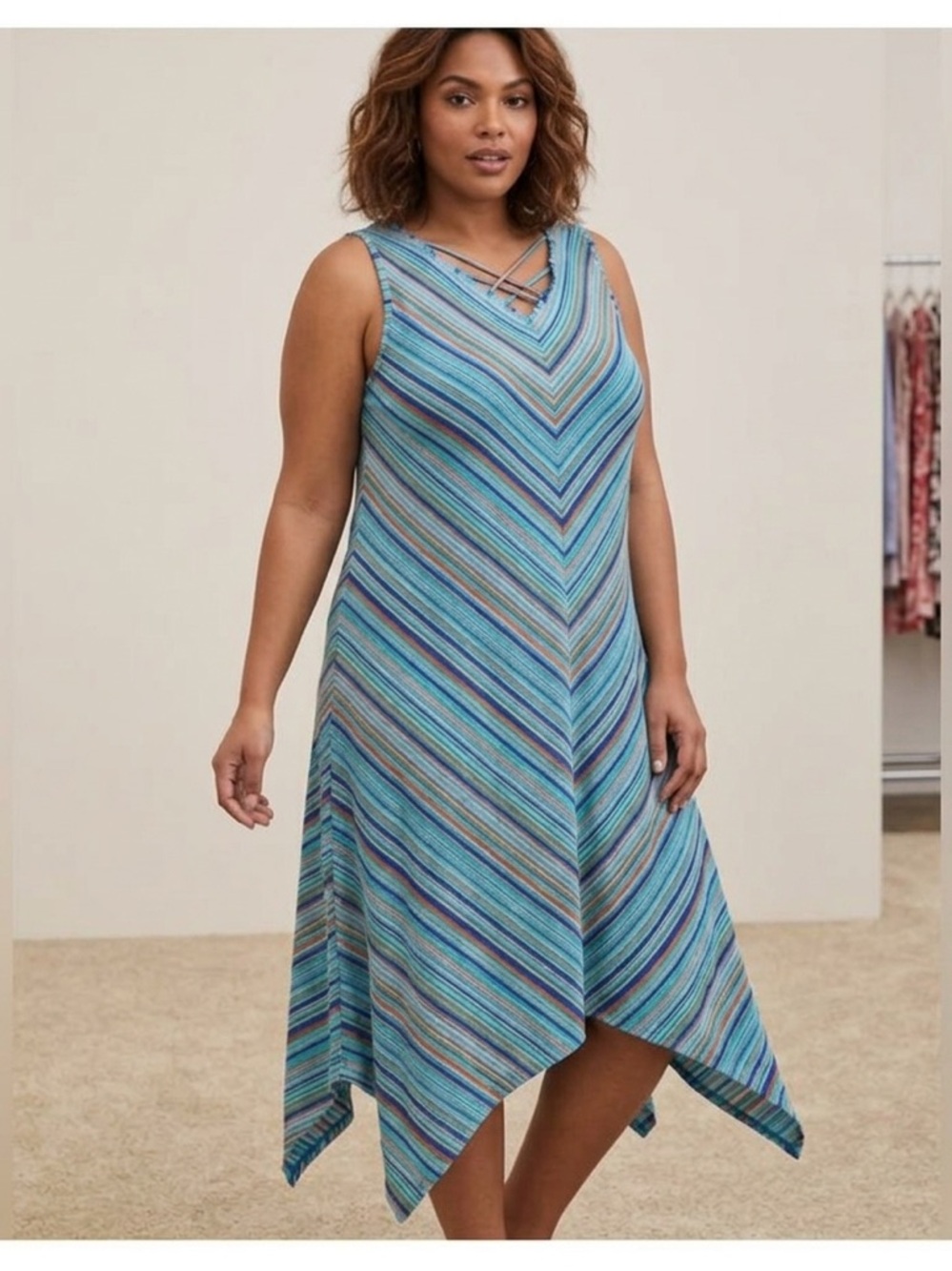Apt.9 Maxi Dress XL Summer Sundress Stretchy Fabric Asymmetrical New with Tags